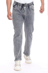 Men’s Charcoal Grey Elastic Waist Denim Joggers Jeans